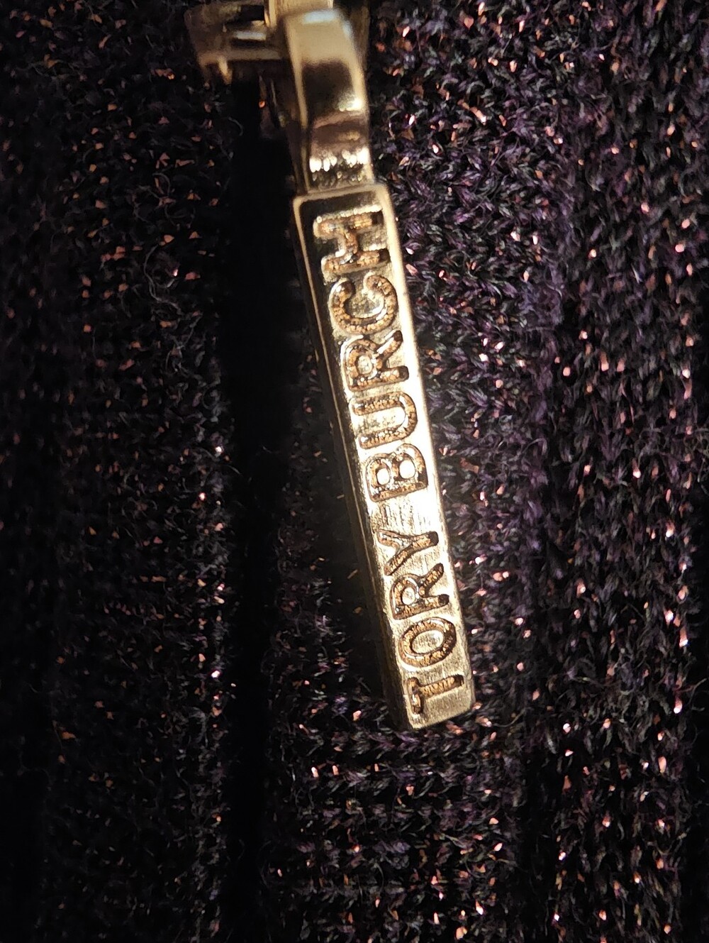 Tory Burch Quarter Zip Sweater - Chocalate With Bronze